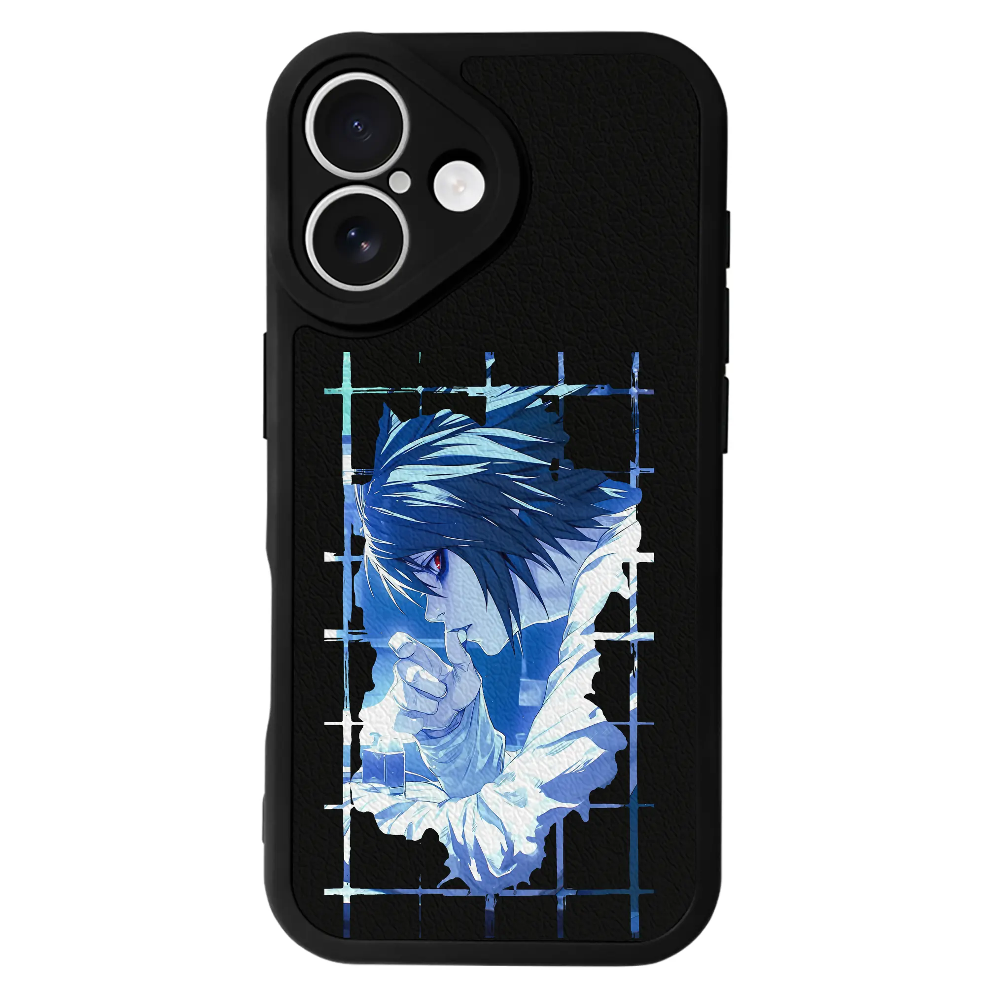 デスノート グッズ,L - IPhone 16シリーズ対応 ・ シリコンスマホケース ・ レザー調 ・ 高精度フィット ・ 耐衝撃 ・ ワイヤレス充電対応 ・ 精密カット